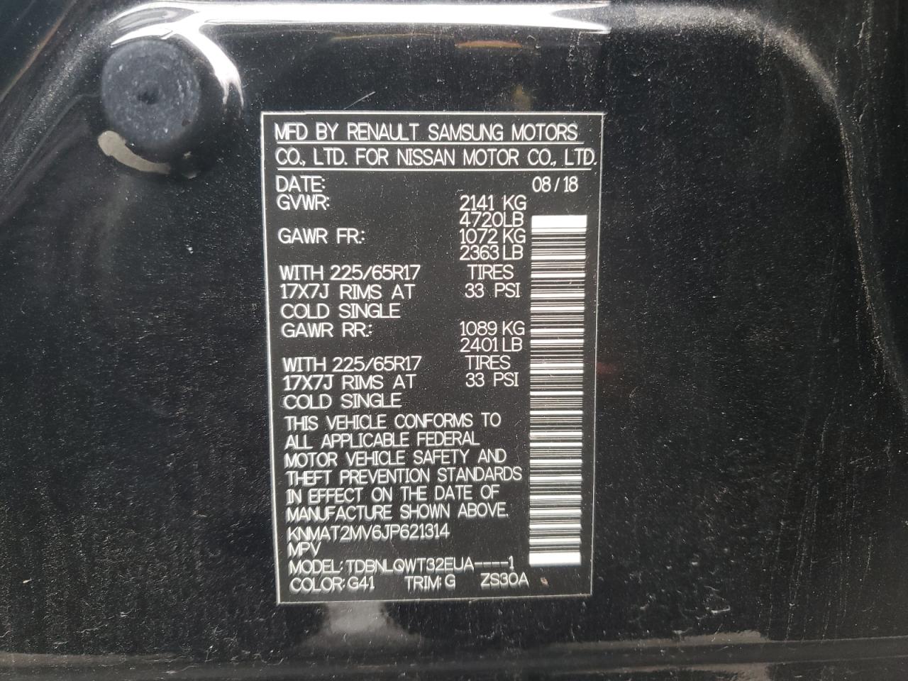 2018 Nissan Rogue VIN KNMAT2MV6JP621314 Copart auction photo, front end damage thumbnail 13