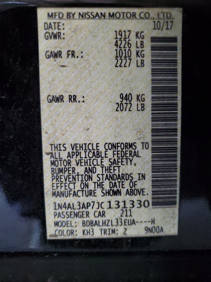 2018 Nissan Altima VIN 1N4AL3AP7JC131330 Copart auction photo, rear end damage thumbnail 13