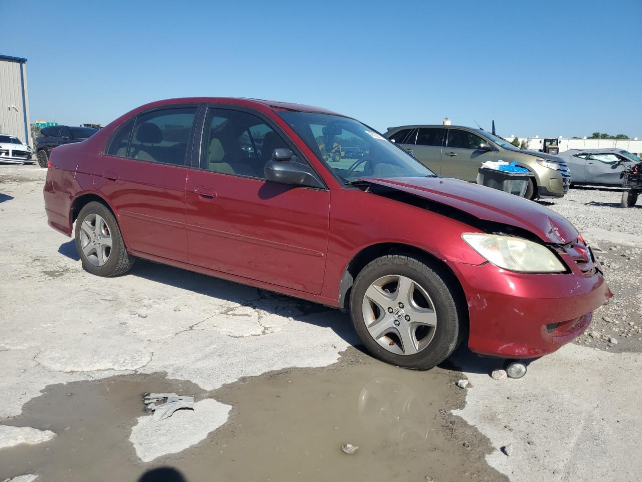 2005 Honda Civic VIN 2HGES26865H620512 Copart auction photo, front end / side damage thumbnail 4