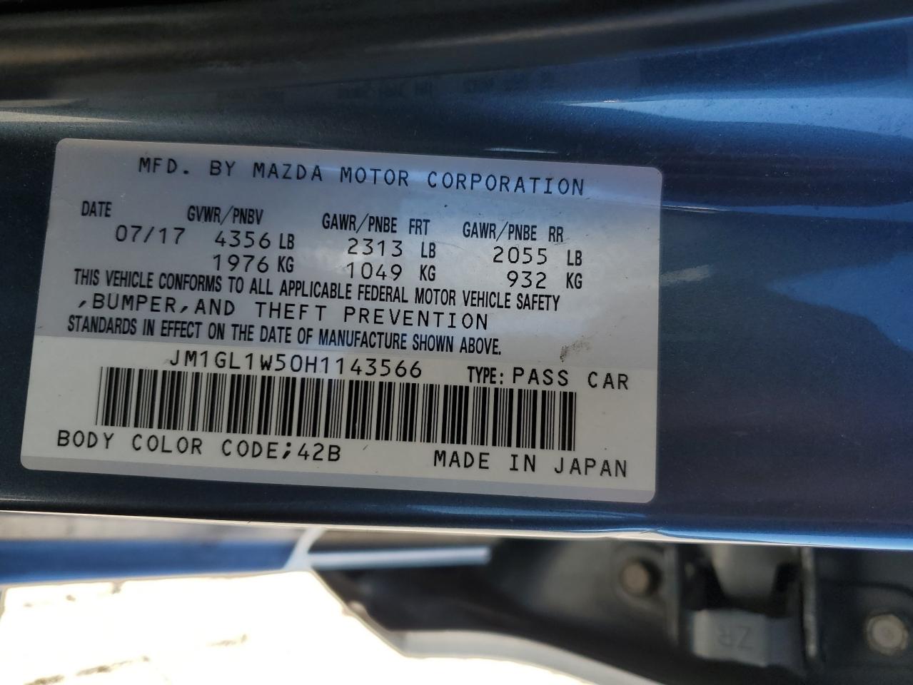 2017 Mazda 6 VIN JM1GL1W50H1143566 Copart auction photo, front end damage thumbnail 14