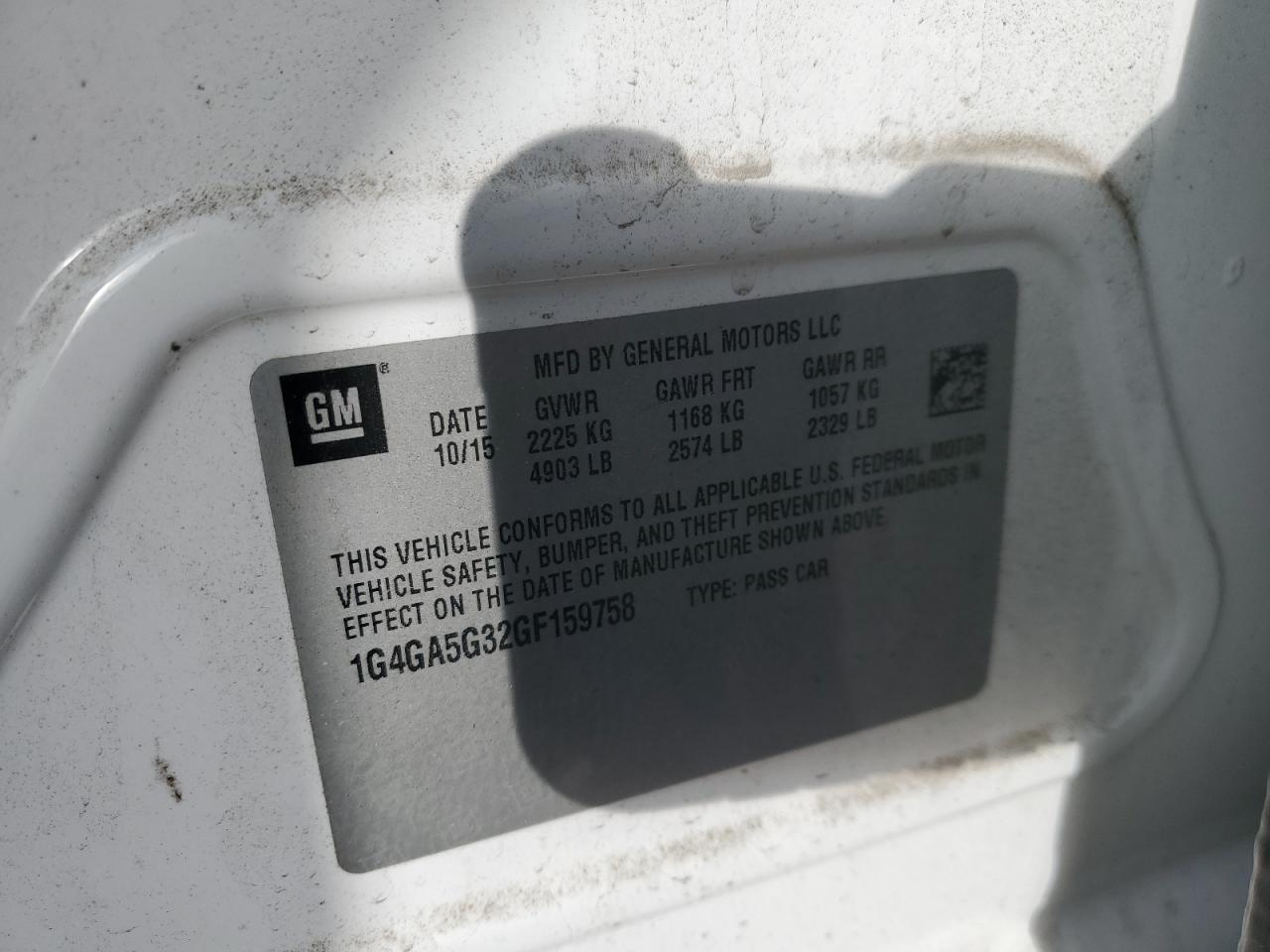 2016 Buick LaCrosse VIN 1G4GA5G32GF159758 Copart auction photo, front end damage thumbnail 12