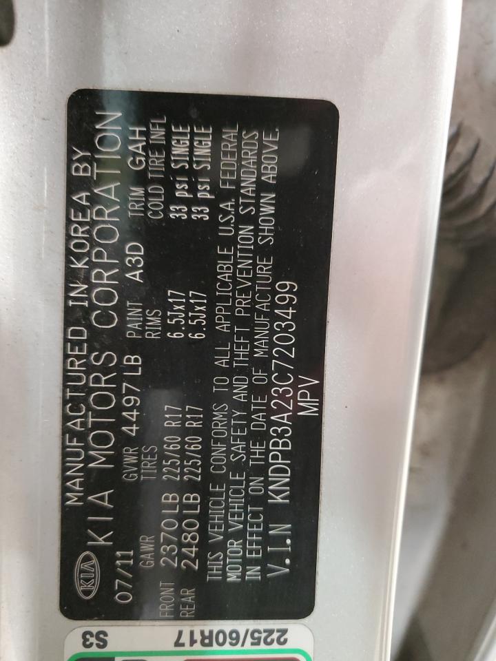 2012 KIA Sportage VIN KNDPB3A23C7203499 Copart auction photo, vandalism / mechanical damage thumbnail 13