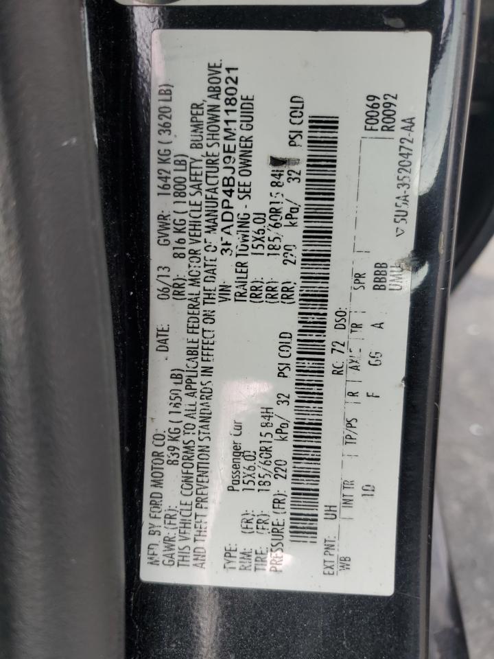 2014 Ford Fiesta VIN 3FADP4BJ9EM118021 Copart auction photo, rear end damage thumbnail 12