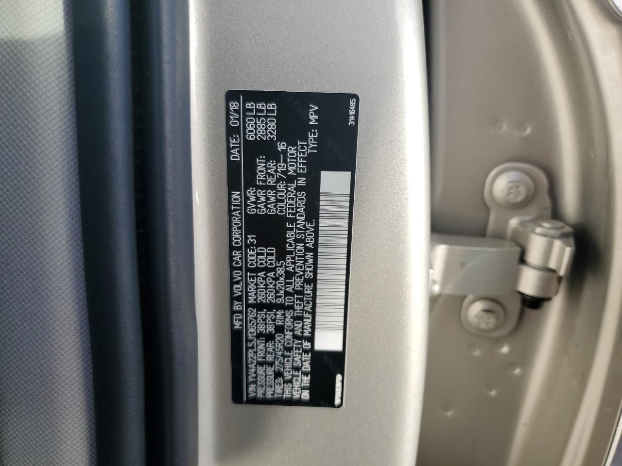 2018 Volvo XC90 VIN YV4A22PL5J1365762 Copart auction photo, water/flood damage thumbnail 14