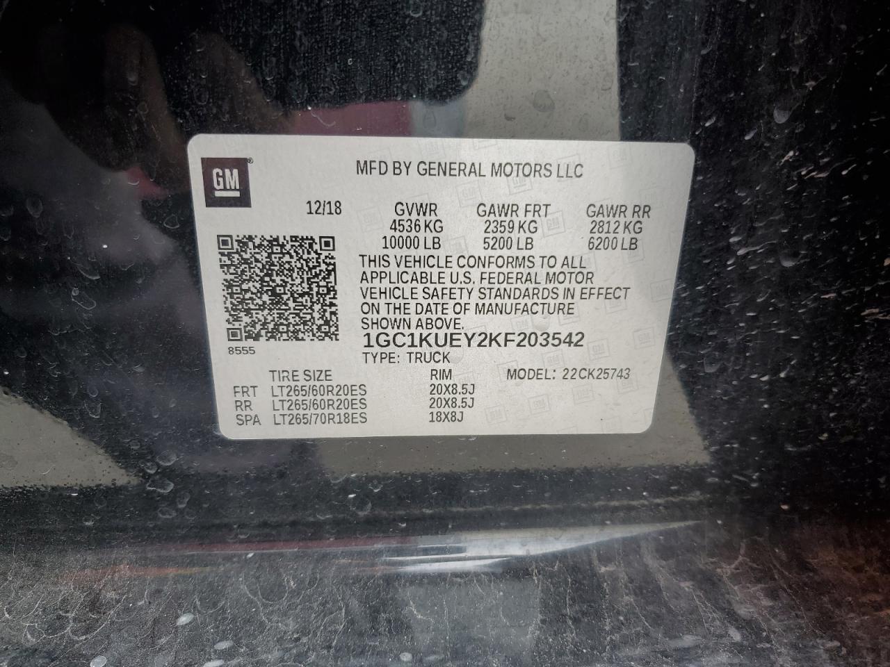 2019 Chevrolet Silverado VIN 1GC1KUEY2KF203542 Copart auction photo, front end / undercarriage damage thumbnail 12