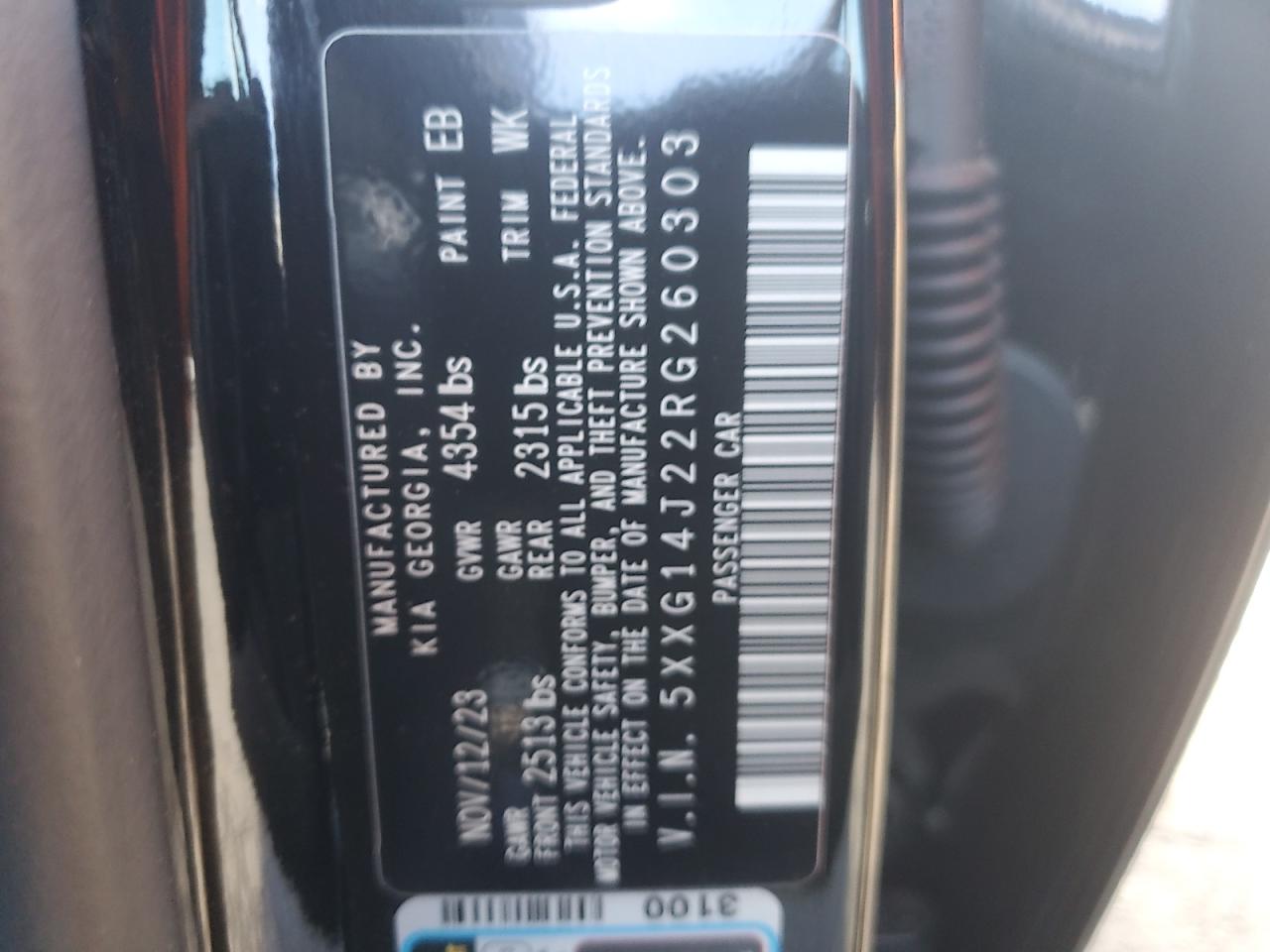 2024 KIA K5 VIN 5XXG14J22RG260303 Copart auction photo, rear end damage thumbnail 12