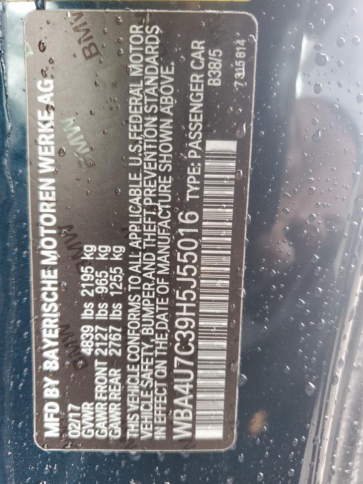 2017 BMW 4er VIN WBA4U7C39H5J55016 Copart auction photo, front end damage thumbnail 12
