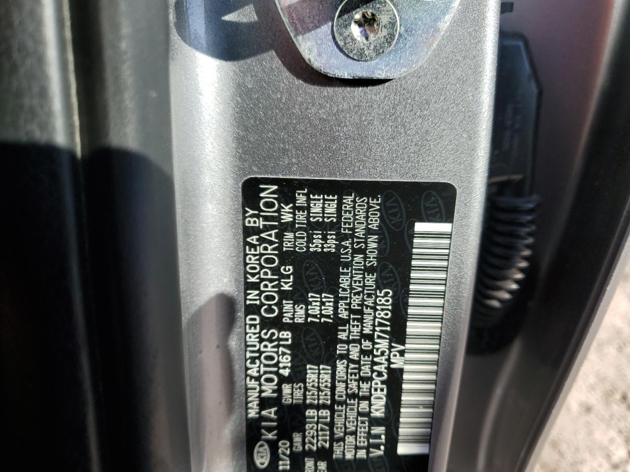 2021 KIA Seltos VIN KNDEPCAA5M7178185 Copart auction photo, all over damage thumbnail 13