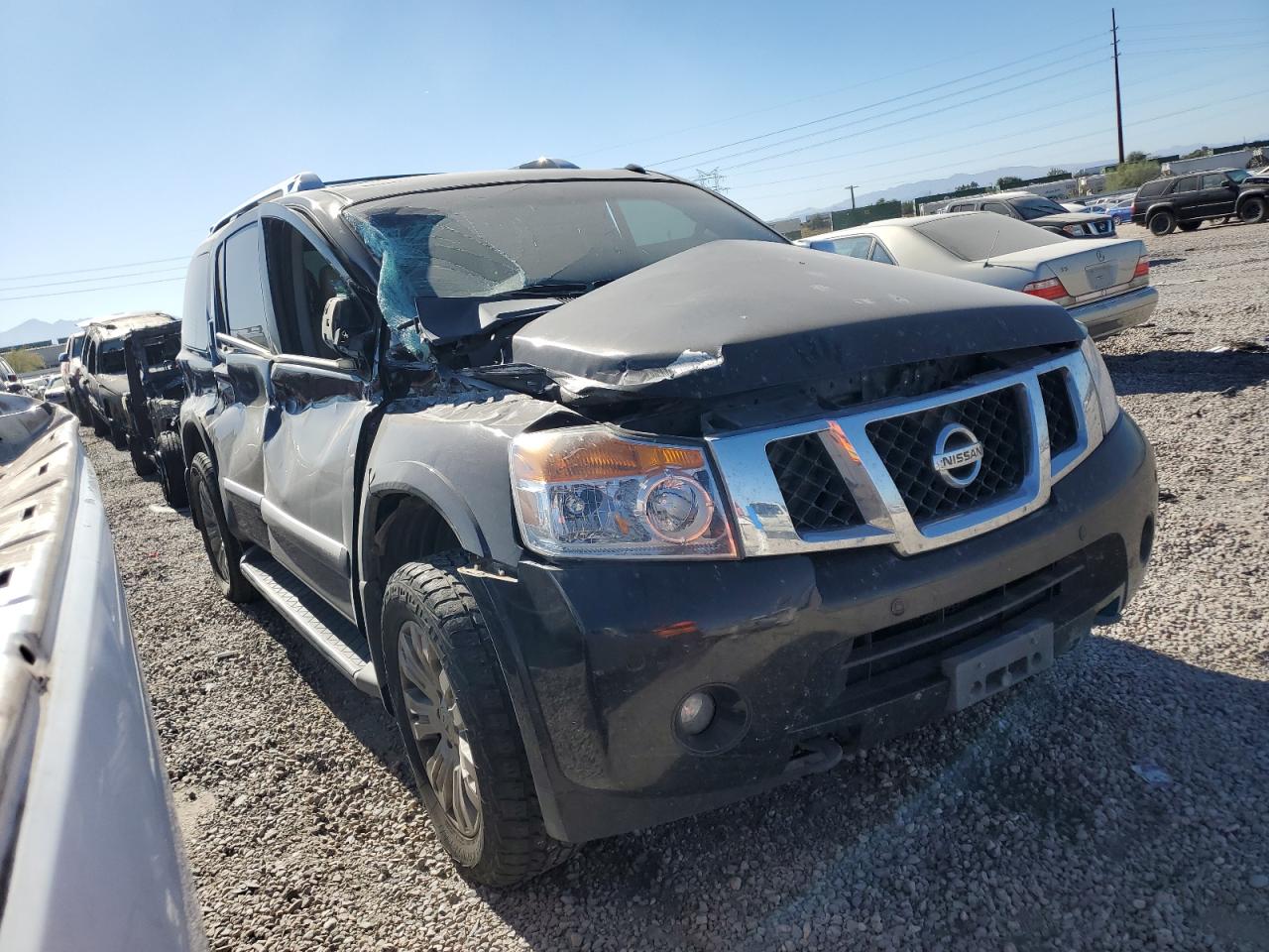 2015 Nissan Armada VIN 5N1AA0NE9FN605602 Copart auction photo, side / front end damage thumbnail 4