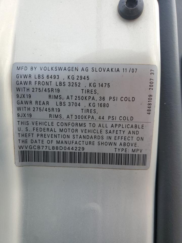 2008 Volkswagen Touareg VIN WVGCB77L88D044229 Copart auction photo, water/flood damage thumbnail 14