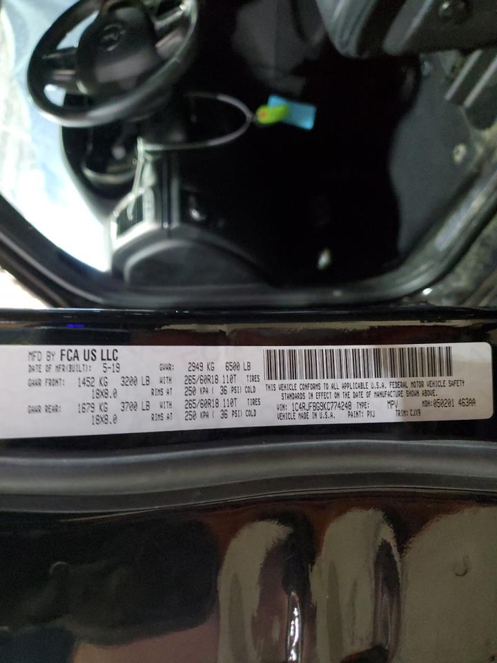 2019 Jeep Grand Cherokee VIN 1C4RJFBG9KC774248 Copart auction photo, front end / side damage thumbnail 14