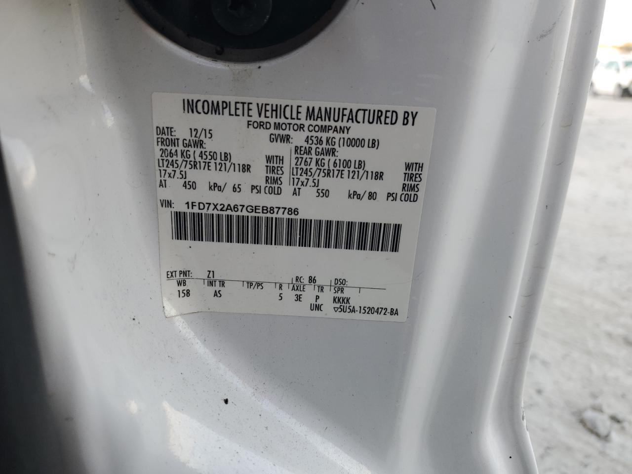 2016 Ford F250 VIN 1FD7X2A67GEB87786 Copart auction photo, front end damage thumbnail 12
