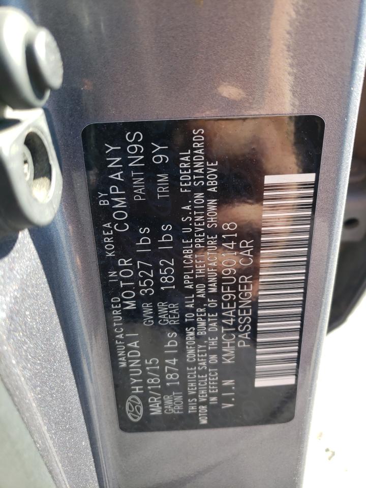 2015 Hyundai Accent VIN KMHCT4AE9FU901418 Copart auction photo, side / front end damage thumbnail 15
