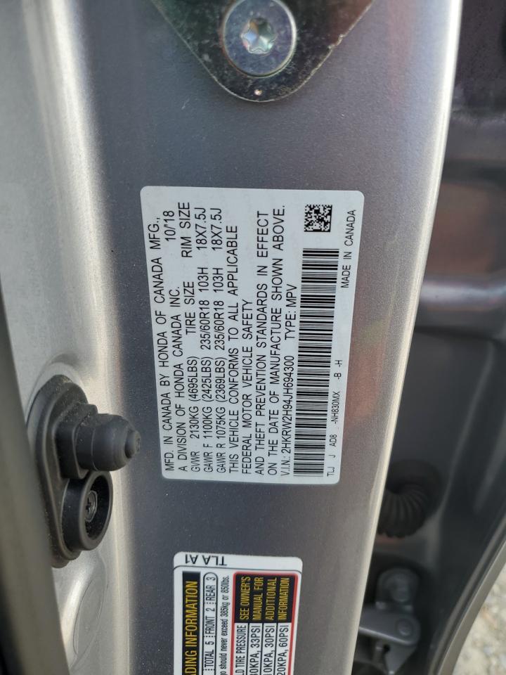 2018 Honda CR-V VIN 2HKRW2H94JH694300 Copart auction photo, front end / minor dent/scratches damage thumbnail 13