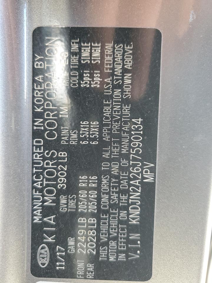 2018 KIA Soul VIN KNDJN2A26J7590134 Copart auction photo, side / minor dent/scratches damage thumbnail 14