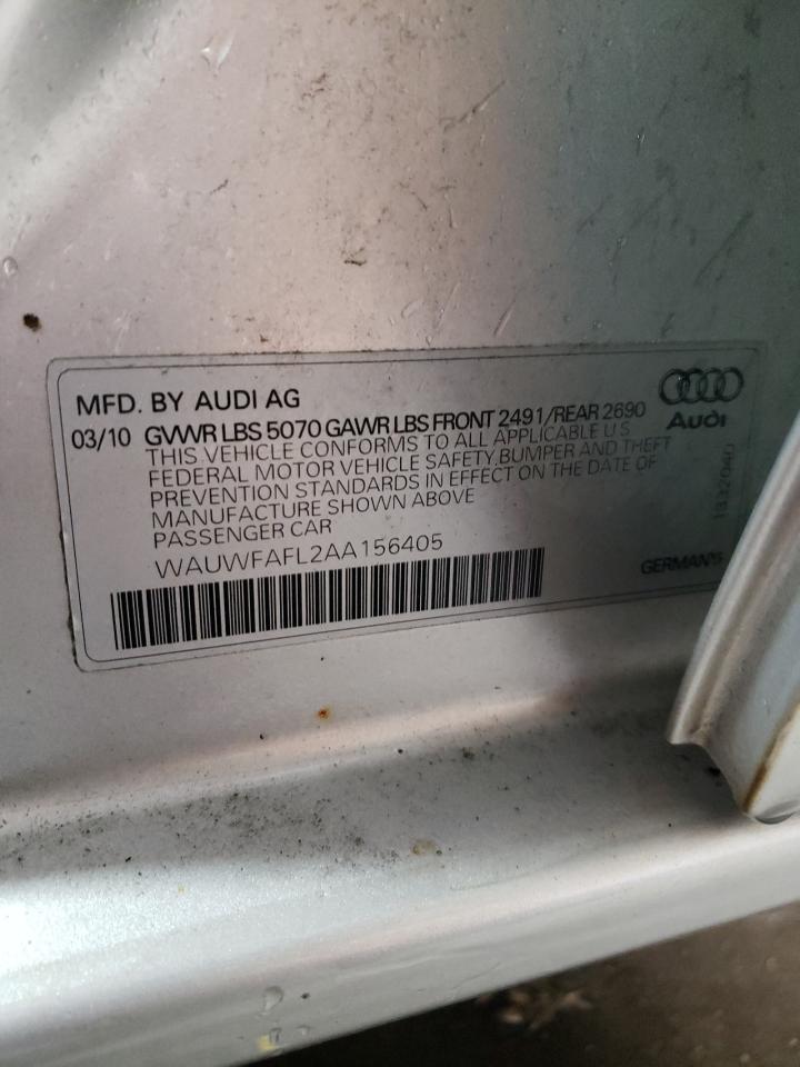 2010 Audi A4 VIN WAUWFAFL2AA156405 Copart auction photo, rear end damage thumbnail 12