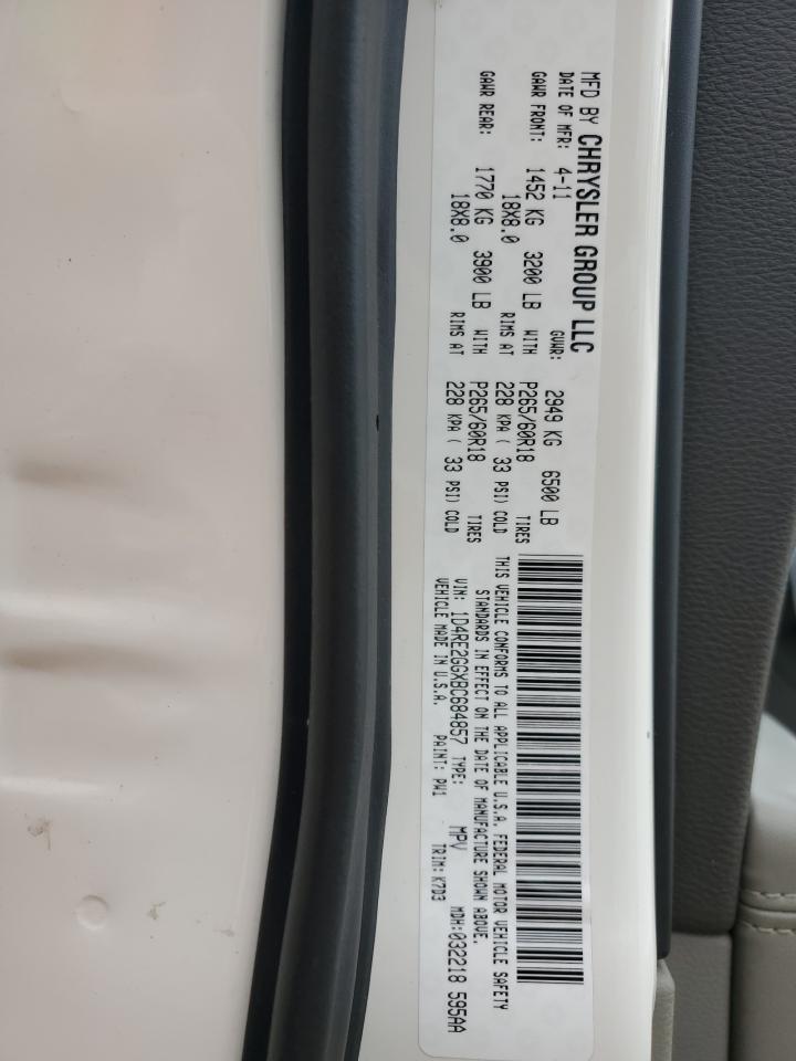 2011 Dodge Durango VIN 1D4RE2GGXBC684857 Copart auction photo, water/flood / side damage thumbnail 13