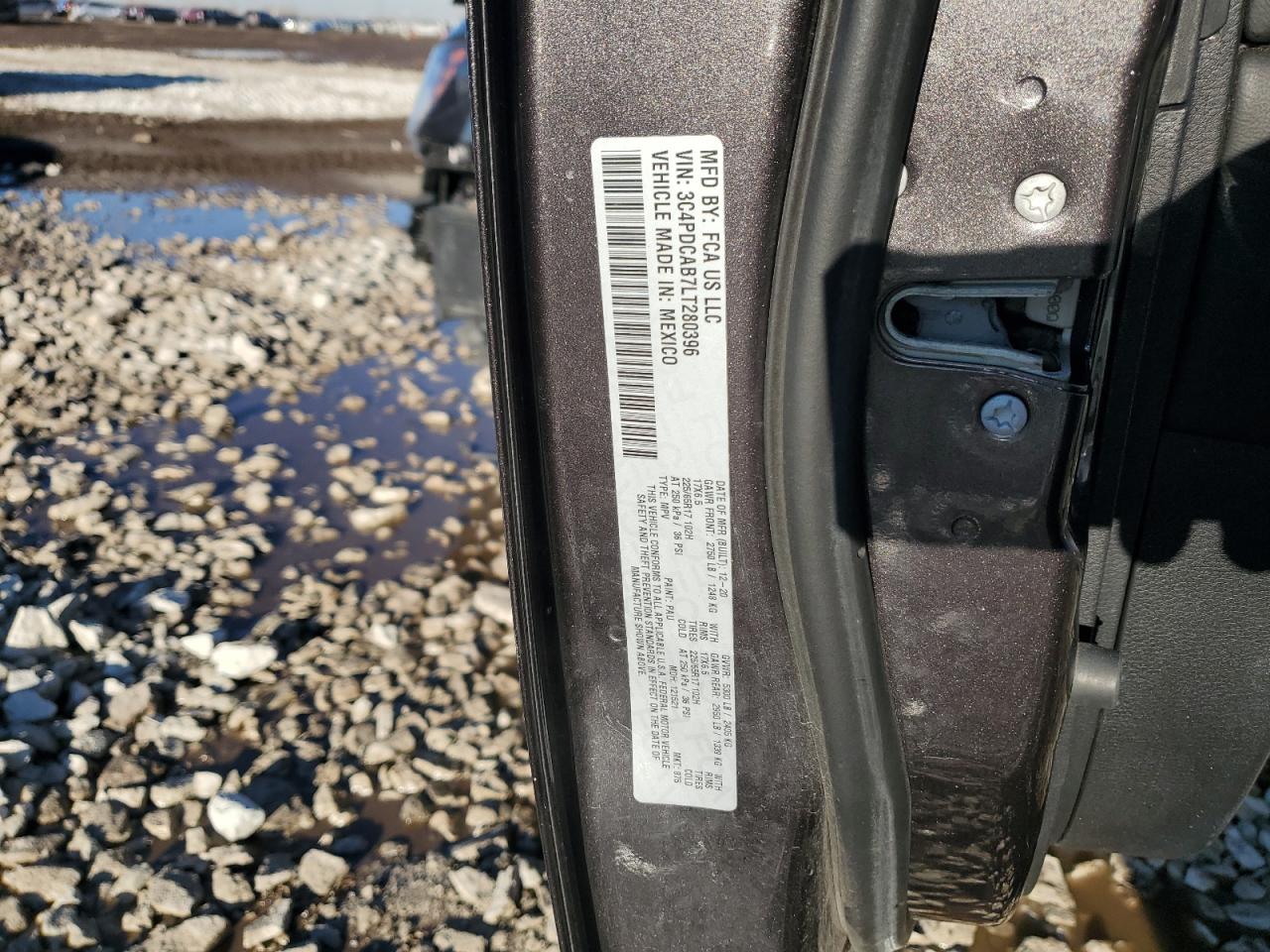 2020 Dodge Journey VIN 3C4PDCAB7LT280396 Copart auction photo, front end damage thumbnail 16