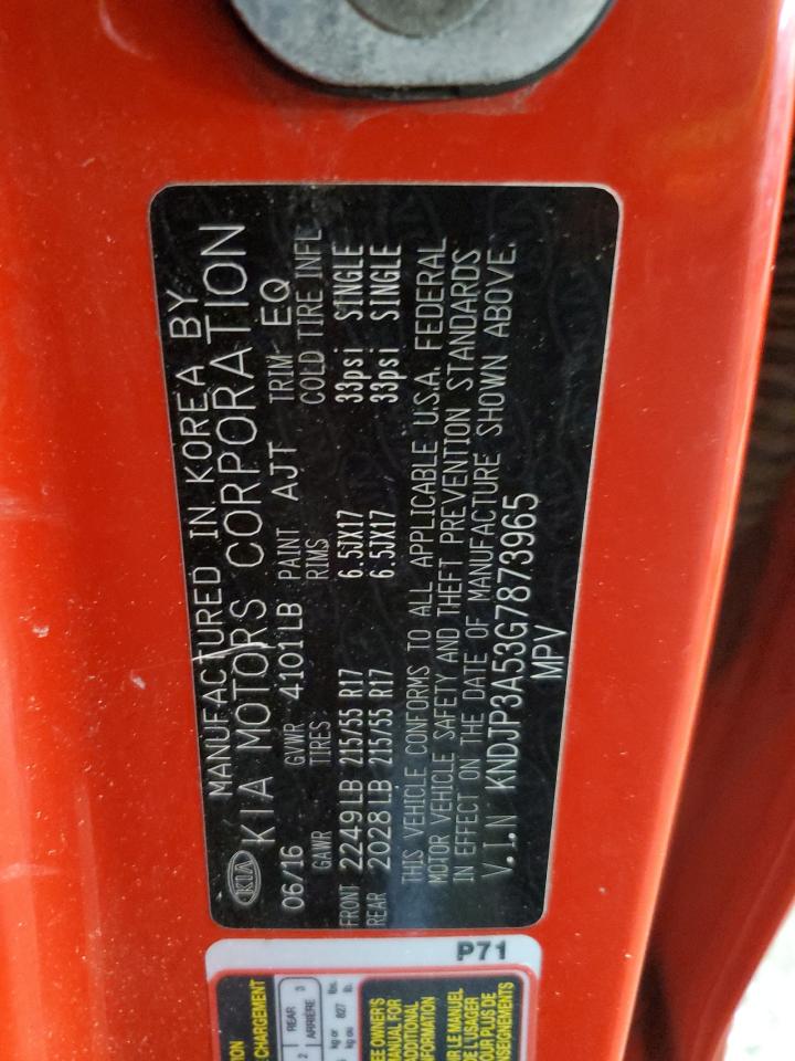 2016 KIA Soul VIN KNDJP3A53G7873965 Copart auction photo, side / front end damage thumbnail 12