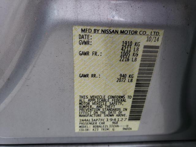 2015 Nissan Altima VIN 1N4AL3AP7FC194127 Copart auction photo, front end damage thumbnail 12