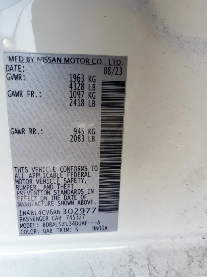 2024 Nissan Altima VIN 1N4BL4CV6RN302977 Copart auction photo, rear end damage thumbnail 12