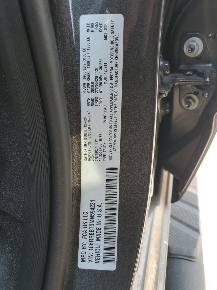 2021 RAM 1500 VIN 1C6RREBT3MN594231 Copart auction photo, rear end / front end damage thumbnail 13