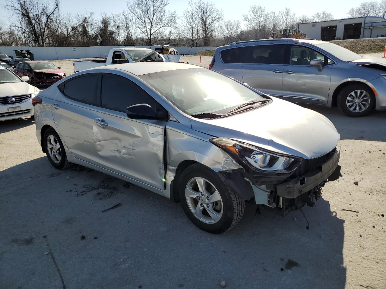 2015 Hyundai Elantra VIN KMHDH4AE3FU440741 Copart auction photo, front end / side damage thumbnail 4