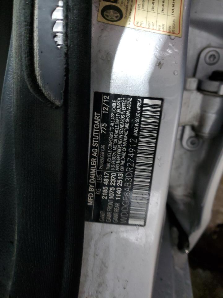 2013 Mercedes-Benz C-klasse VIN WDDGF8AB3DR274912 Copart auction photo, mechanical damage thumbnail 12