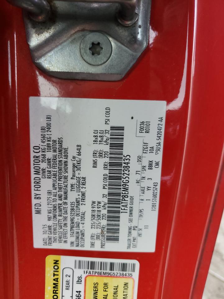2016 Ford Mustang VIN 1FATP8EM9G5238435 Copart auction photo, front end / rear end damage thumbnail 12