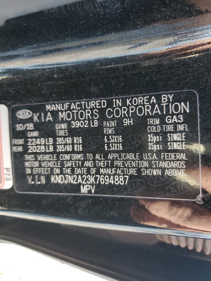 2019 KIA Soul VIN KNDJN2A23K7694887 Copart auction photo, front end / side damage thumbnail 14