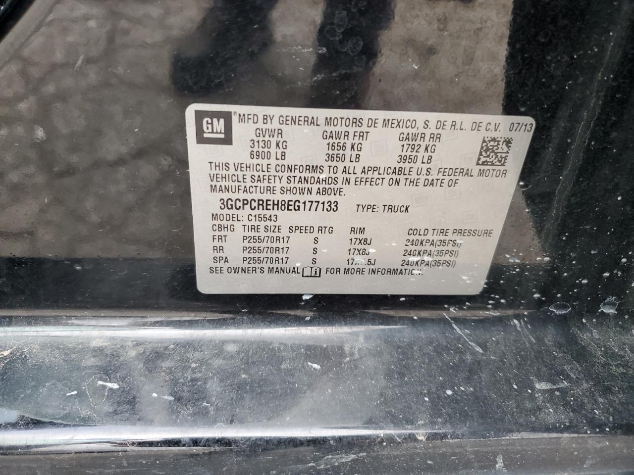 2014 Chevrolet Silverado VIN 3GCPCREH8EG177133 Copart auction photo, rear end damage thumbnail 12