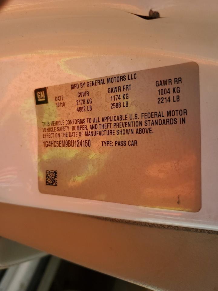 2011 Buick Lucerne VIN 1G4HC5EM9BU124150 Copart auction photo, front end / side damage thumbnail 14