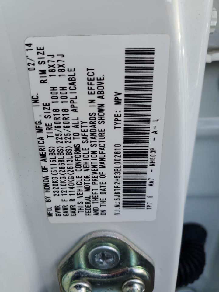 2014 Honda Crosstour VIN 5J6TF2H53EL002610 Copart auction photo, side / minor dent/scratches damage thumbnail 13