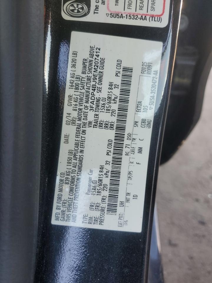 2014 Ford Fiesta VIN 3FADP4BJ9EM207412 Copart auction photo, front end damage thumbnail 12