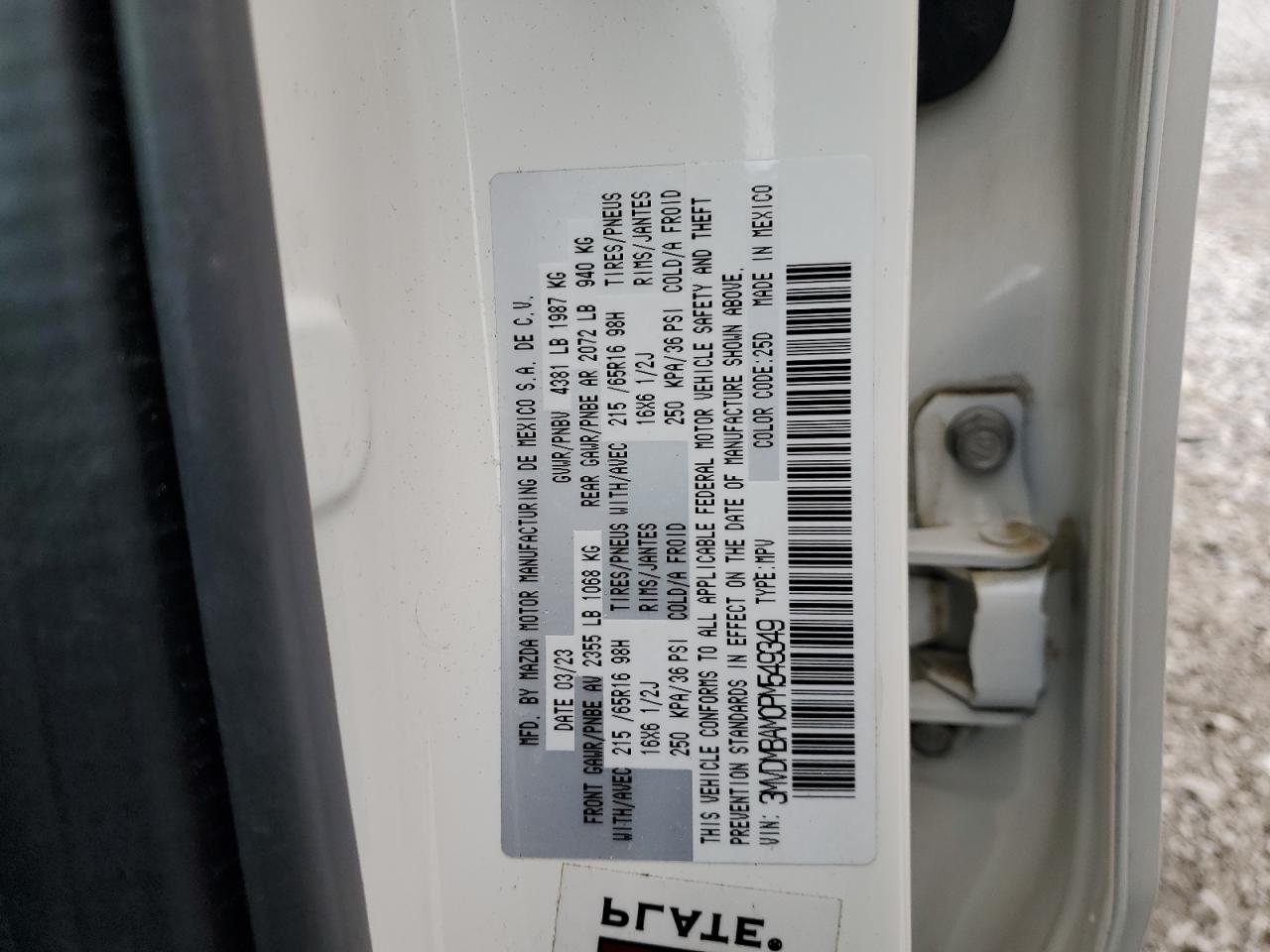 2023 Mazda CX-30 VIN 3MVDMBAM0PM549349 Copart auction photo, front end / rear end damage thumbnail 14