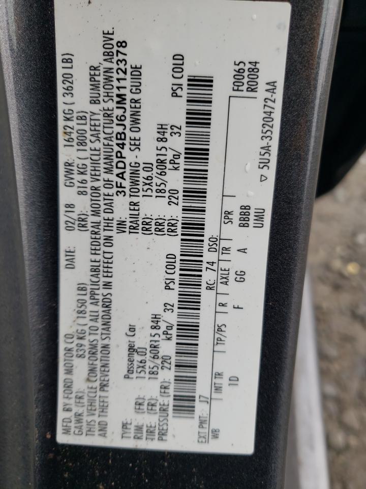 2018 Ford Fiesta VIN 3FADP4BJ6JM112378 Copart auction photo, side damage thumbnail 12