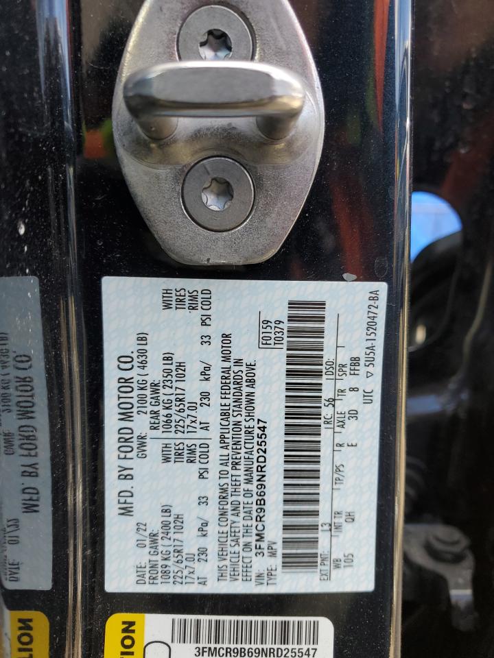 2022 Ford Bronco VIN 3FMCR9B69NRD25547 Copart auction photo, side / rear end damage thumbnail 14