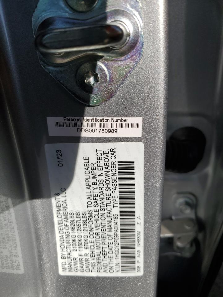 2023 Honda Accord VIN 1HGCY2F59PA004185 Copart auction photo, front end / side damage thumbnail 12
