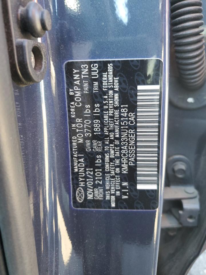 2022 Hyundai Venue VIN KMHRC8A33NU151481 Copart auction photo, front end / side damage thumbnail 12
