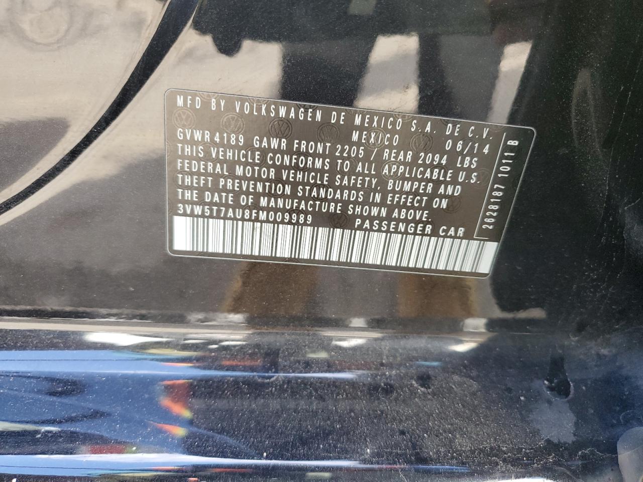 2015 Volkswagen GTI VIN 3VW5T7AU8FM009989 Copart auction photo, side damage thumbnail 12