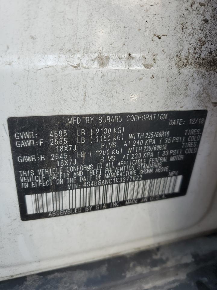 2019 Subaru Outback VIN 4S4BSANC1K3277622 Copart auction photo, front end damage thumbnail 15