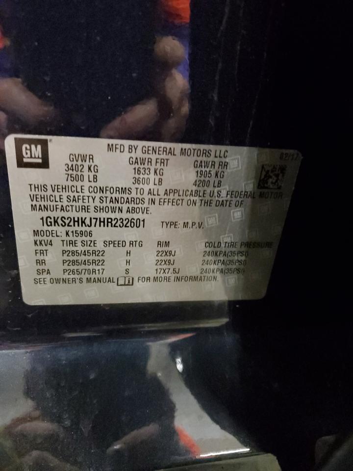 2017 GMC Yukon VIN 1GKS2HKJ7HR232601 Copart auction photo, front end damage thumbnail 13