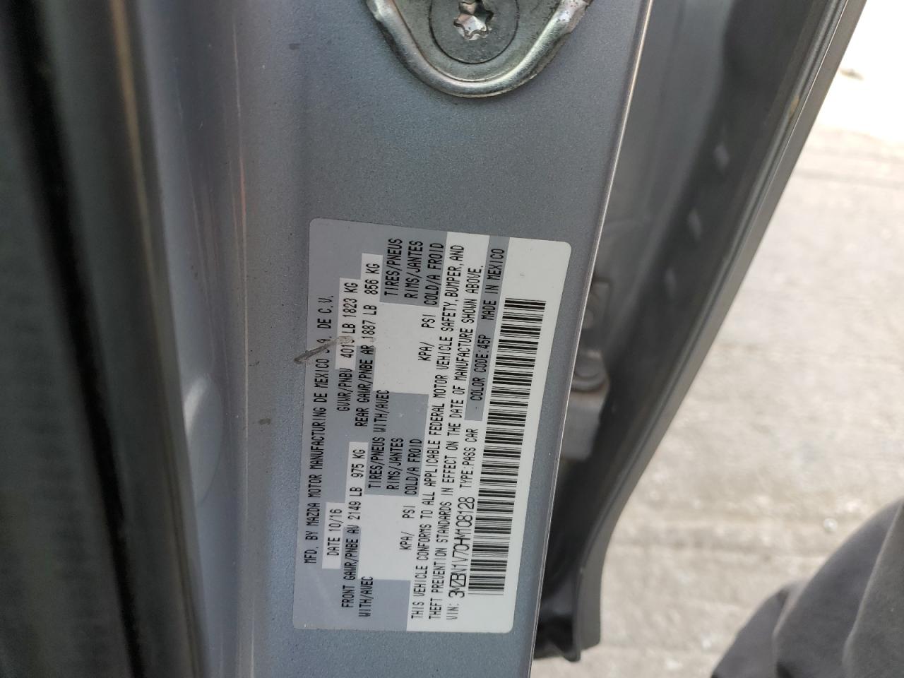2017 Mazda 3 VIN 3MZBN1V70HM108128 Copart auction photo, rear end / front end damage thumbnail 14