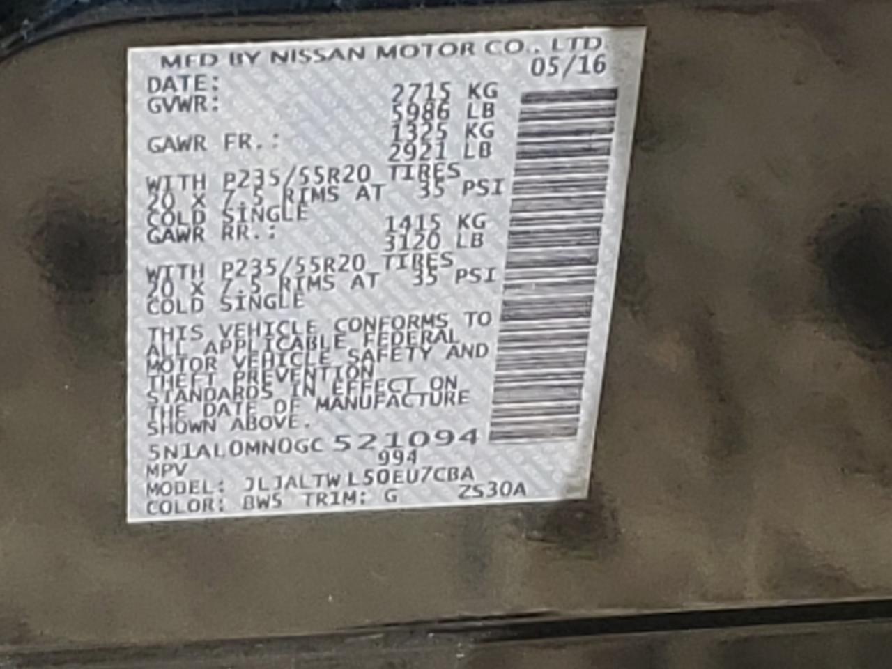 2016 Infiniti QX60 VIN 5N1AL0MN0GC521094 Copart auction photo, front end / mechanical damage thumbnail 13