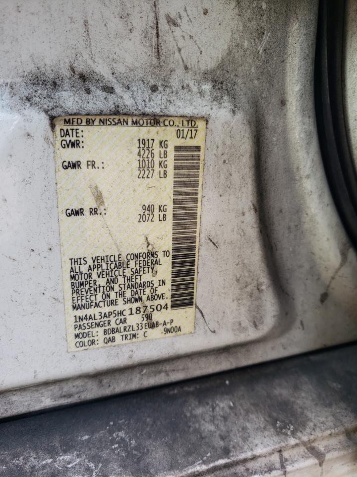 2017 Nissan Altima VIN 1N4AL3AP5HC187504 Copart auction photo, minor dent/scratches damage thumbnail 12