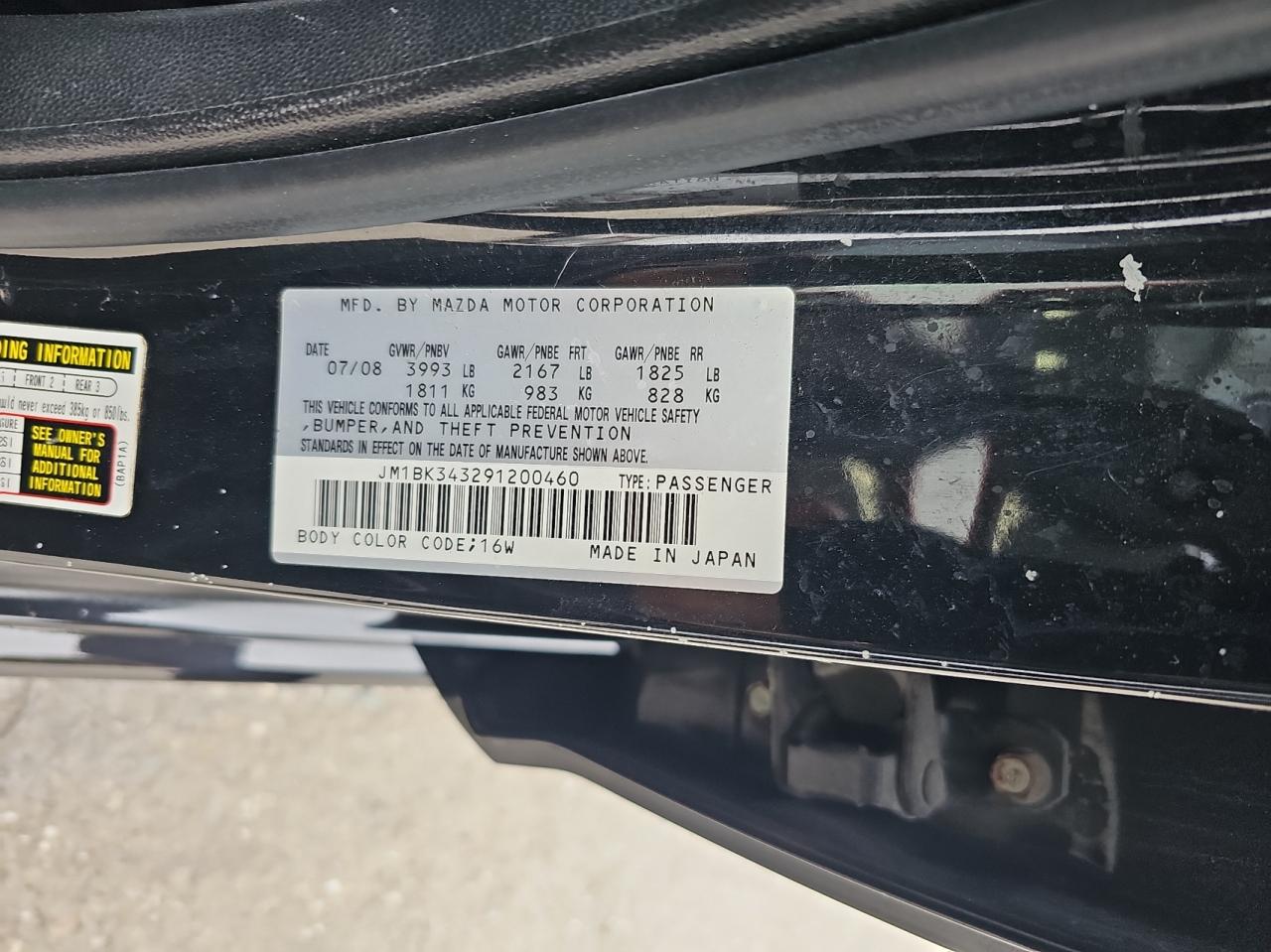 2009 Mazda 3 VIN JM1BK343291200460 Copart auction photo, normal wear damage thumbnail 10