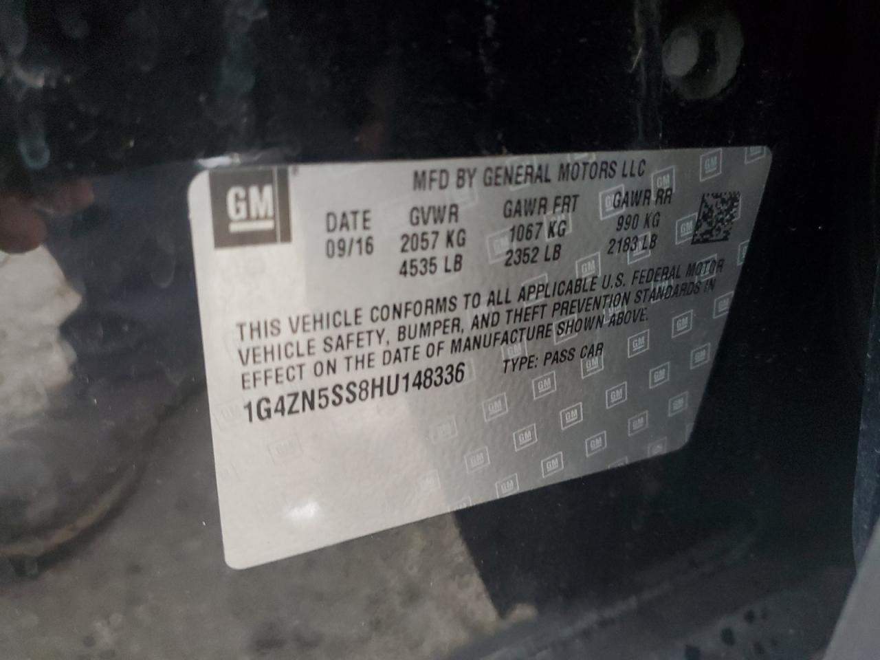 2017 Buick LaCrosse VIN 1G4ZN5SS8HU148336 Copart auction photo, front end / mechanical damage thumbnail 14