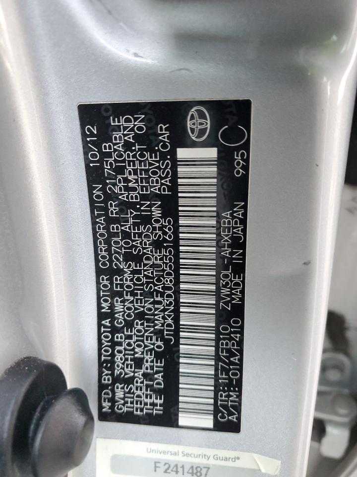 2013 Toyota Prius VIN JTDKN3DU8D5551665 Copart auction photo, side / all over damage thumbnail 14