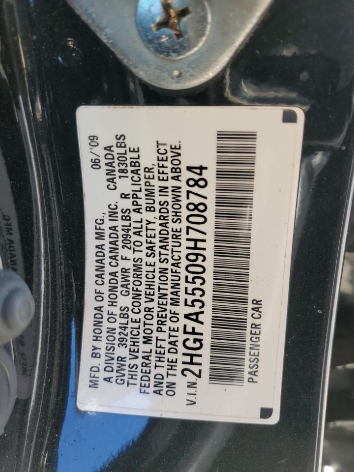 2009 Honda Civic VIN 2HGFA55509H708784 Copart auction photo, front end / minor dent/scratches damage thumbnail 13