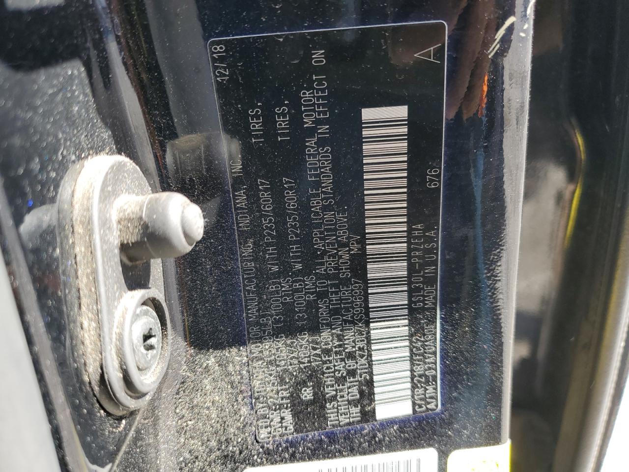 2019 Toyota Sienna VIN 5TDKZ3DC7KS996997 Copart auction photo, water/flood / front end damage thumbnail 14